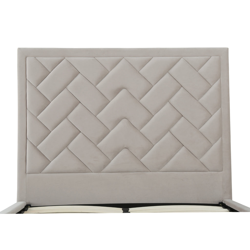 Crosby Upholstered Velvet Full Bed in Greige