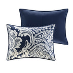 7 Piece Cotton Printed Comforter Set - Indigo Cal King