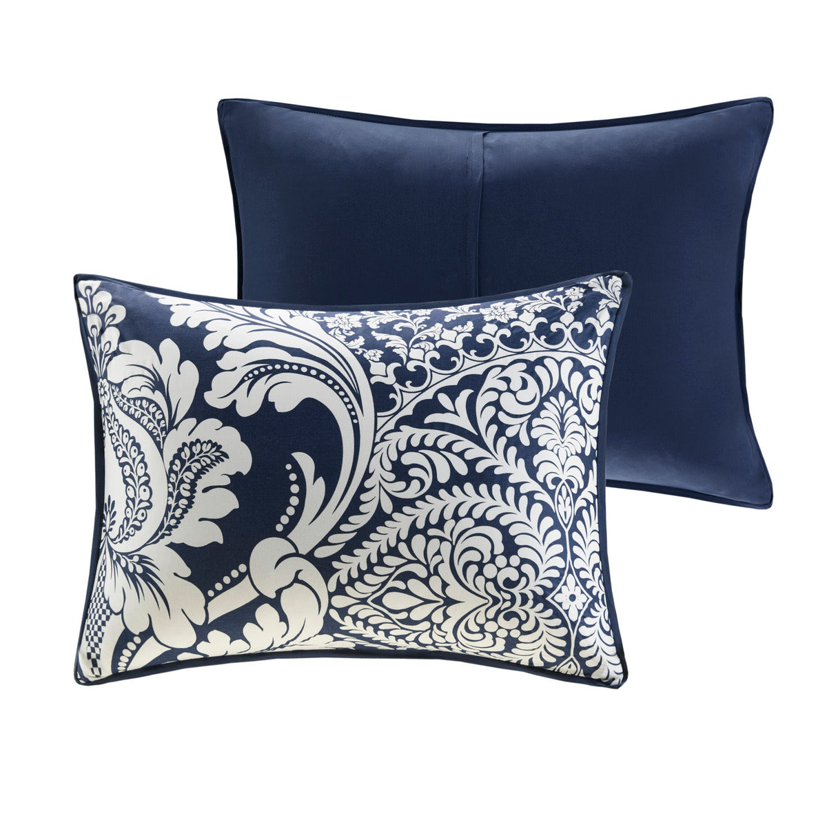 7 Piece Cotton Printed Comforter Set - Indigo Cal King