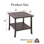 19" Square Brown Metal Side Table