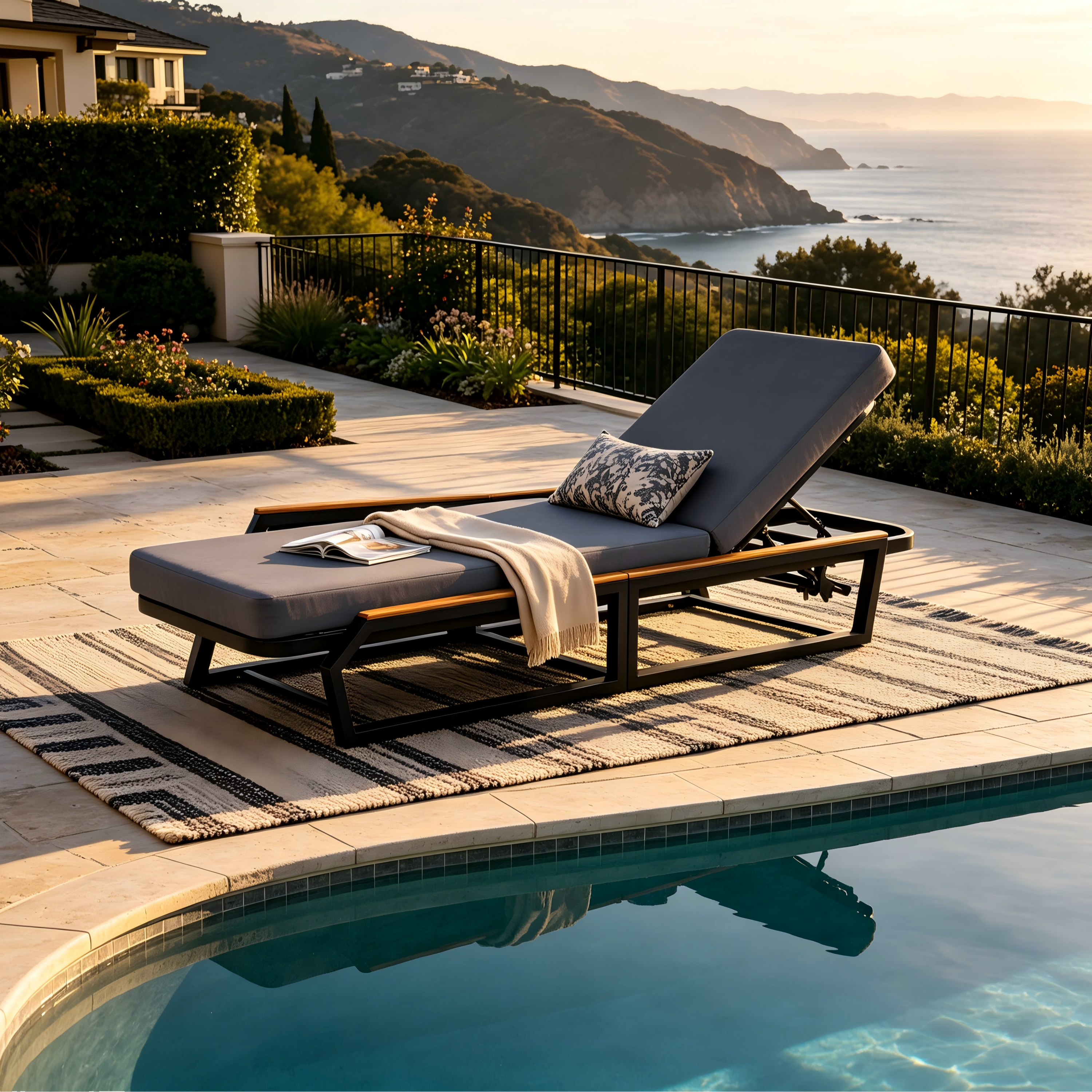 Adjustable 5-Position Outdoor Chaise Lounge