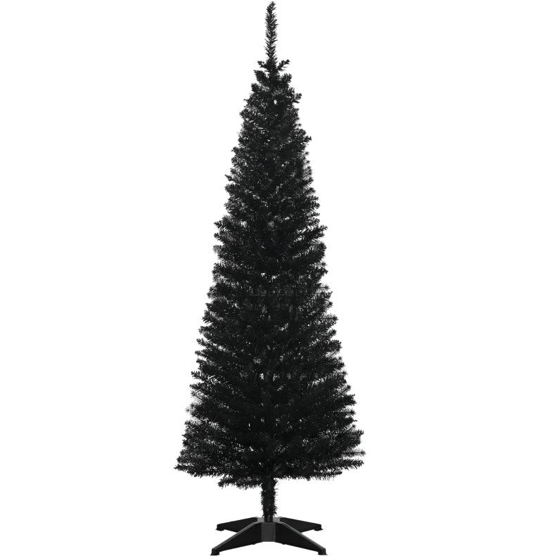 Slim Xmas Tree with Plastic Stand, 5' Artificial Pencil Christmas Tree