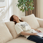 Minimalist 3-Seater Corduroy Sofa Featuring Curved Lines