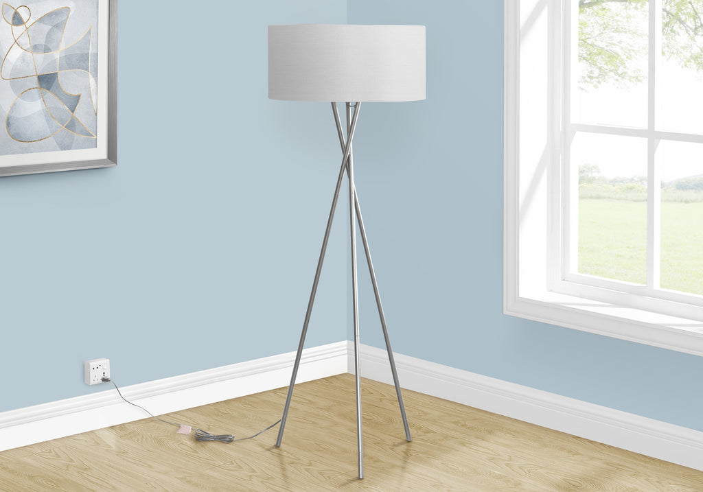 62" High Floor Lamp in Nickel Metal