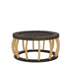Vintage Rattan Solid Wood Round Coffee Table