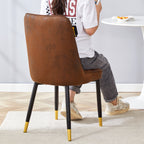 Brown Suede-like Velvet Dining Chair Set (Two-Pack)
