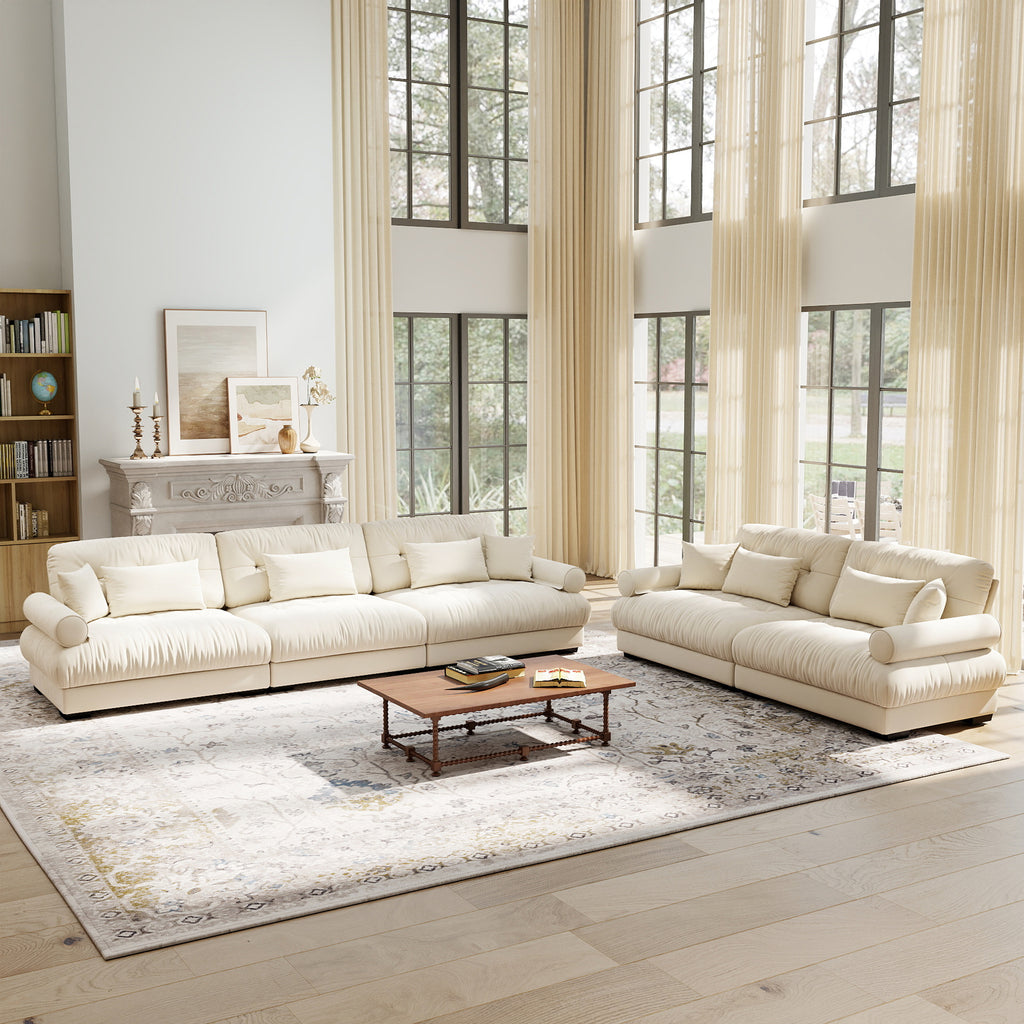 Velvet Modular Sofa Set - Two-Seater & Three-Seater