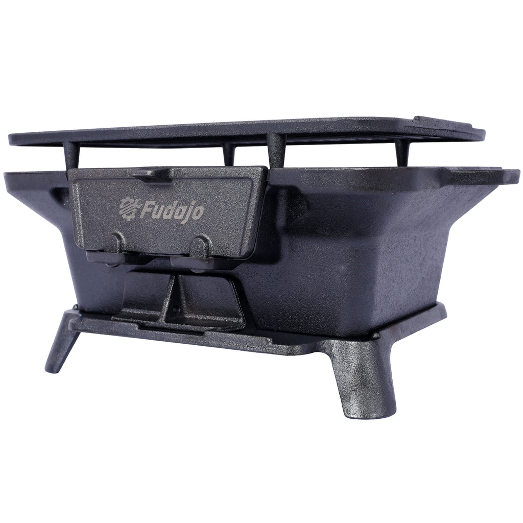 Oval Cast Iron Grill - Portable Outdoor Cooking