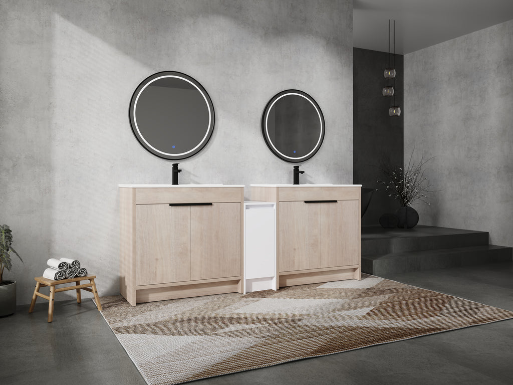 84 Inch Freestanding Bathroom Vanity with Ceramic Sink