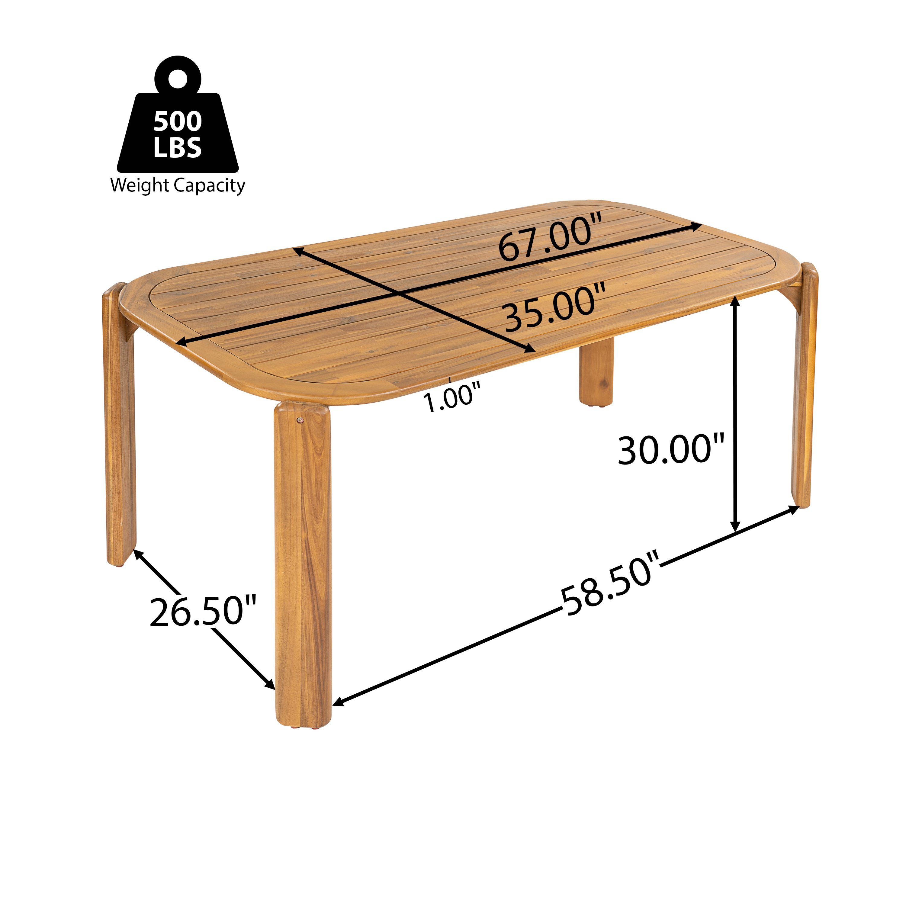 Kaja Outdoor Acacia Wood Dining Table