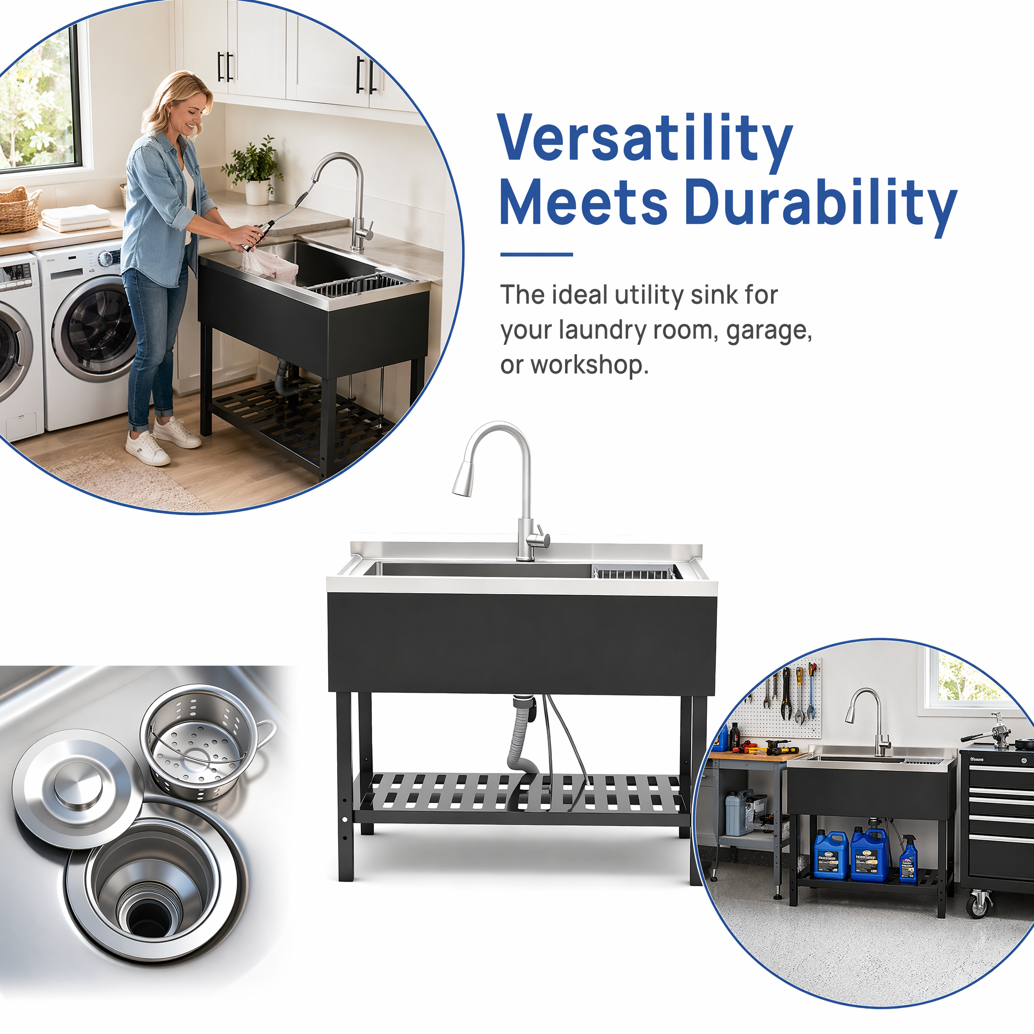 Freestanding Stainless Steel Utility Sink