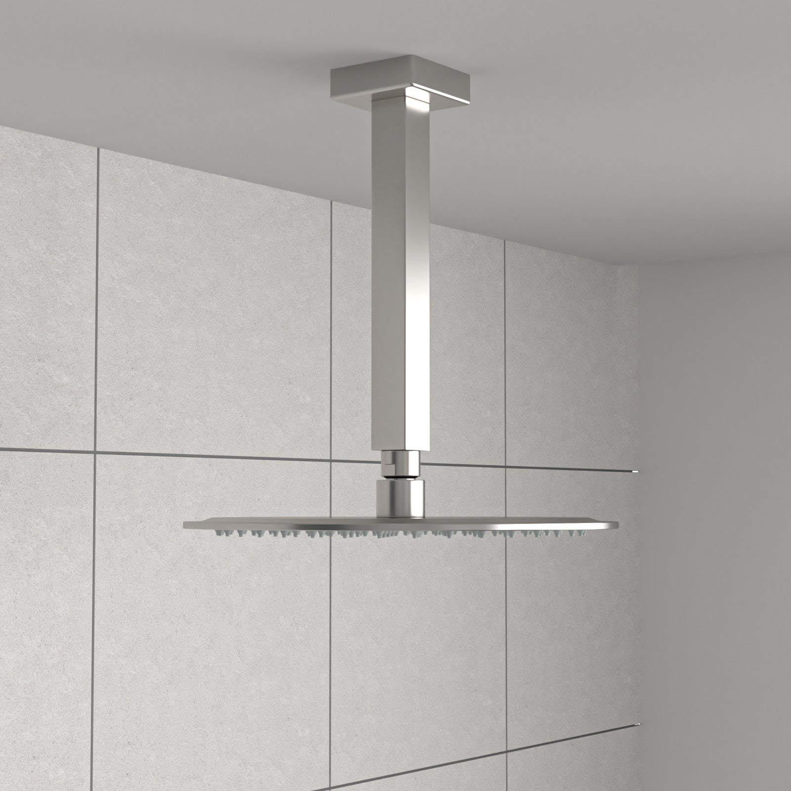 8" Ceiling Mounted Shower Arm with Flange in Brushed Nickel