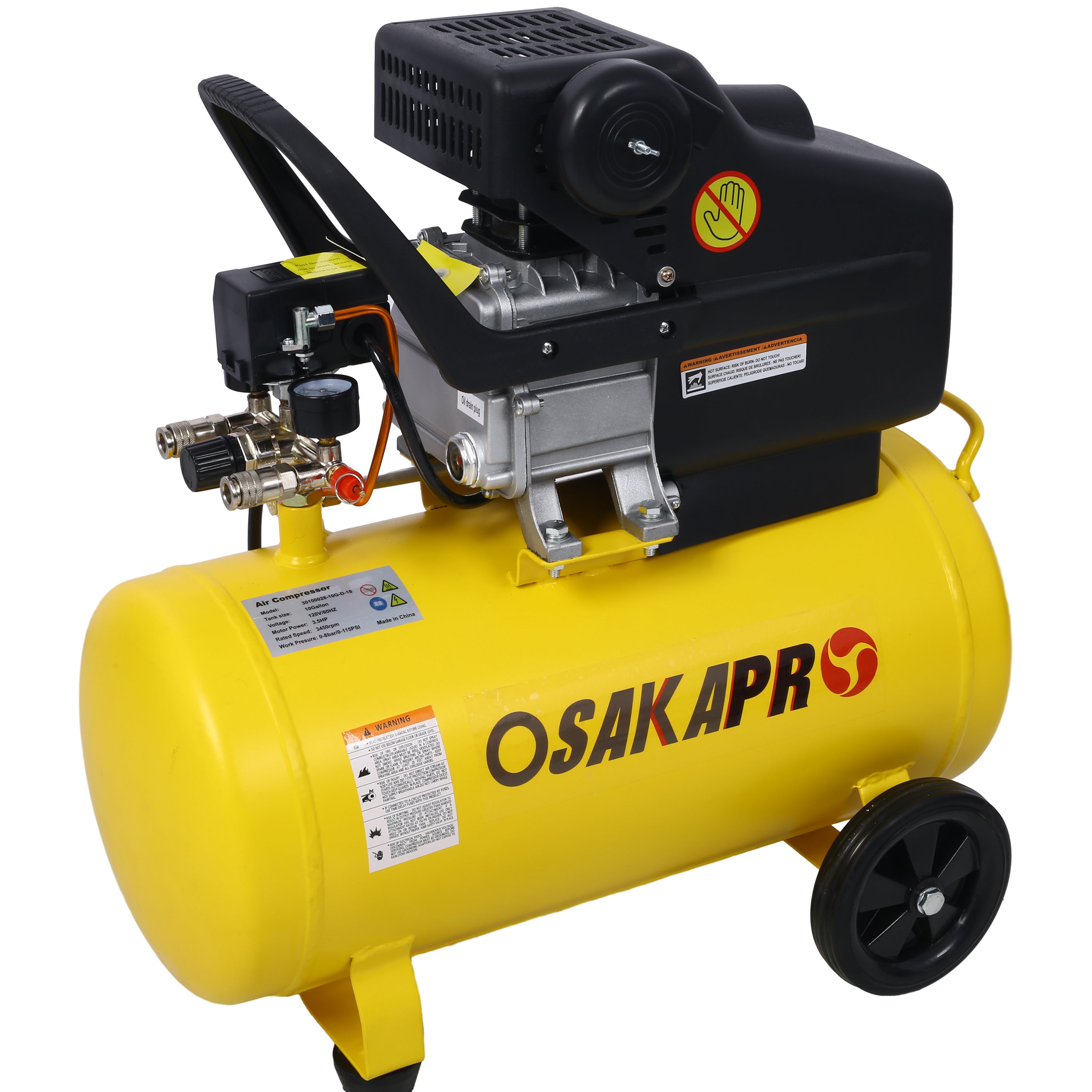 3.5HP Portable 10 Gallons Oil-Lubricated Air Compressor