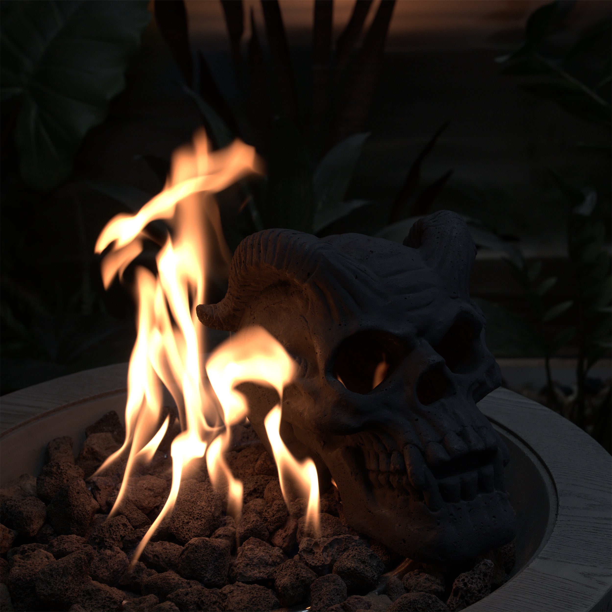 Human Skull Fire Pit Gas Log