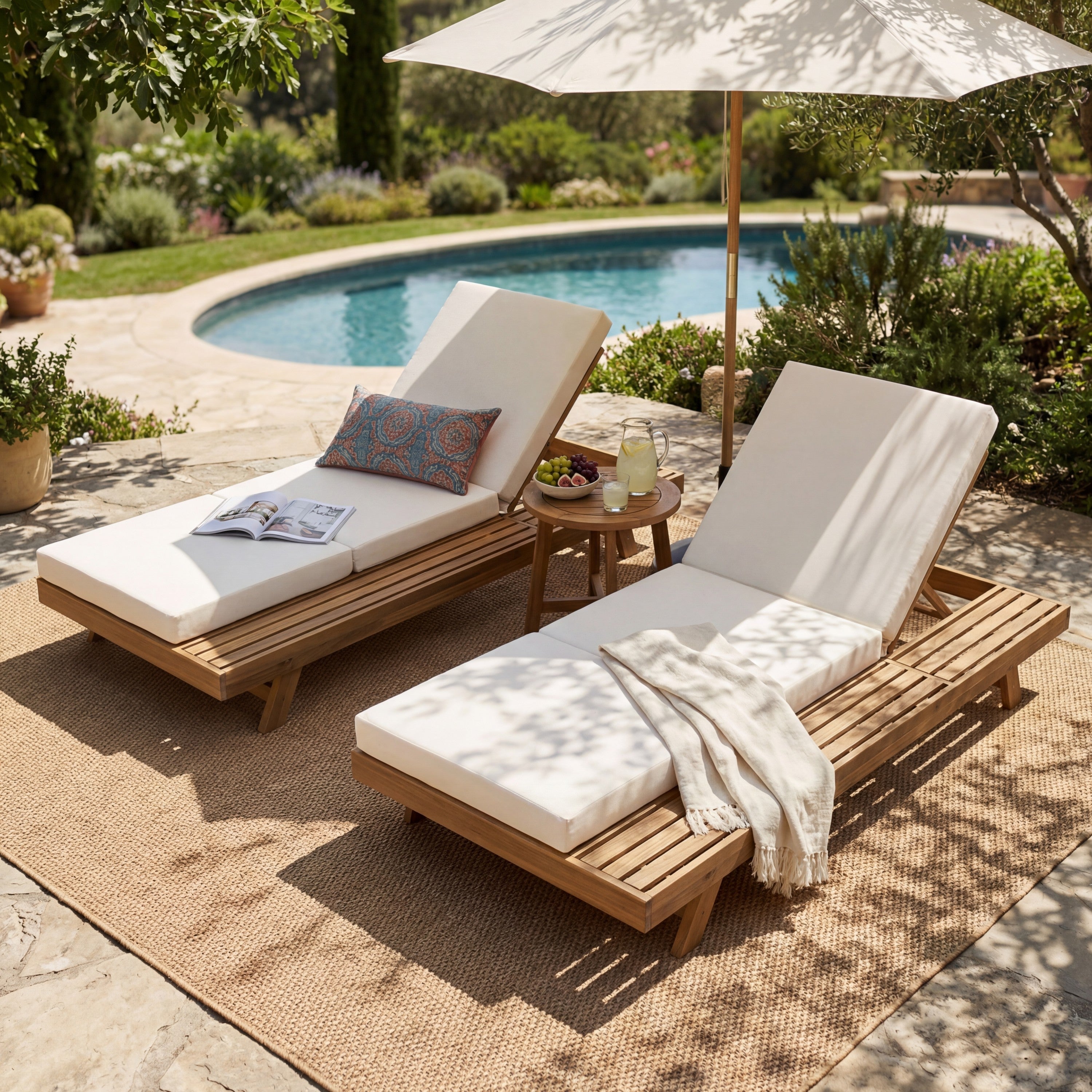Lounge Chaise Set with Adjustable Backrest