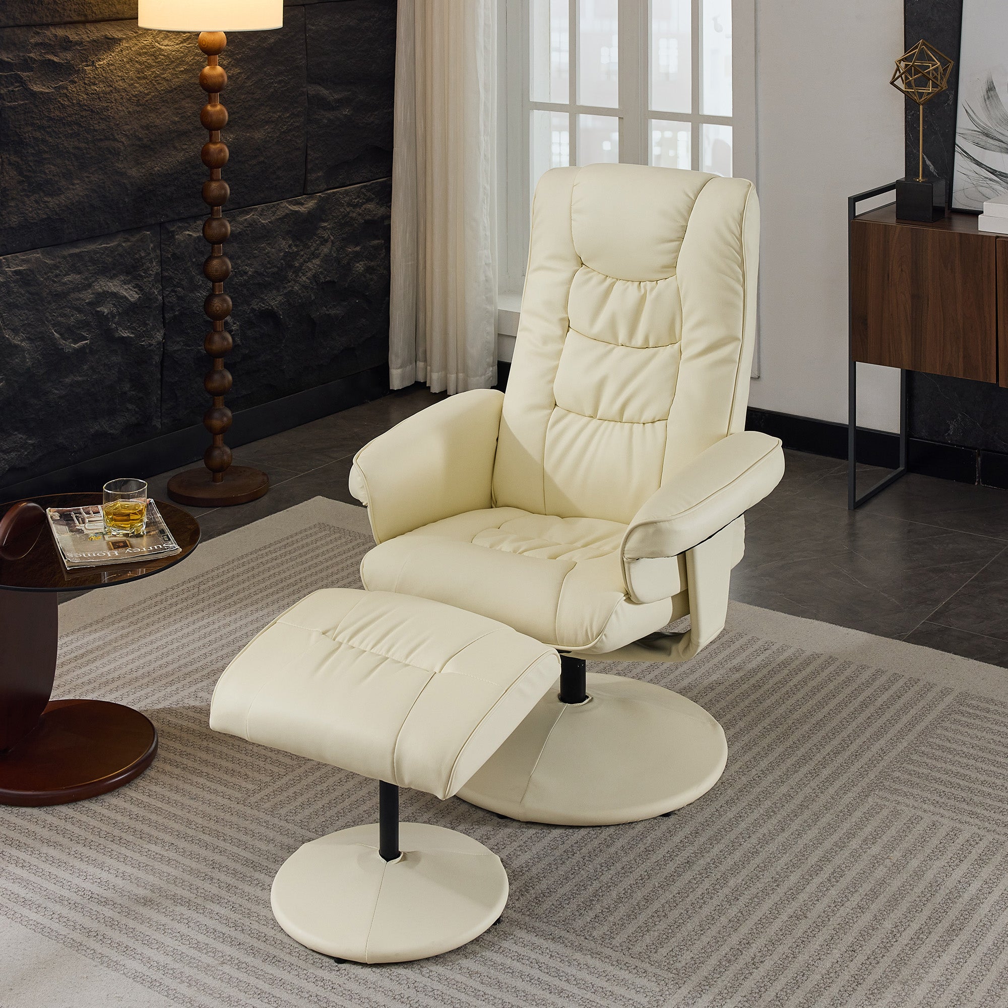 Recliner Chair with Ottoman - 360° Swivel Massage Lounge Chair
