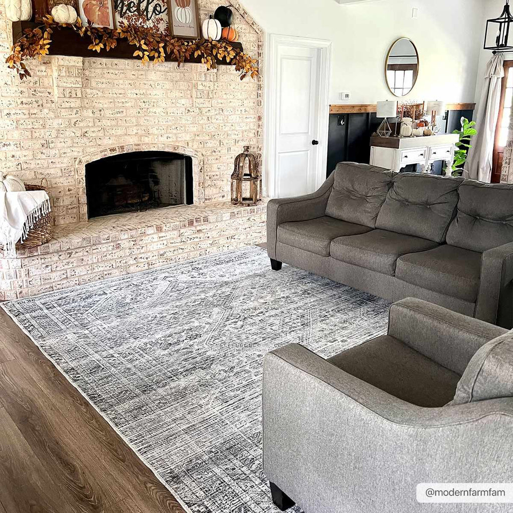 Barny Gray Blue Washable Rug - Clearance