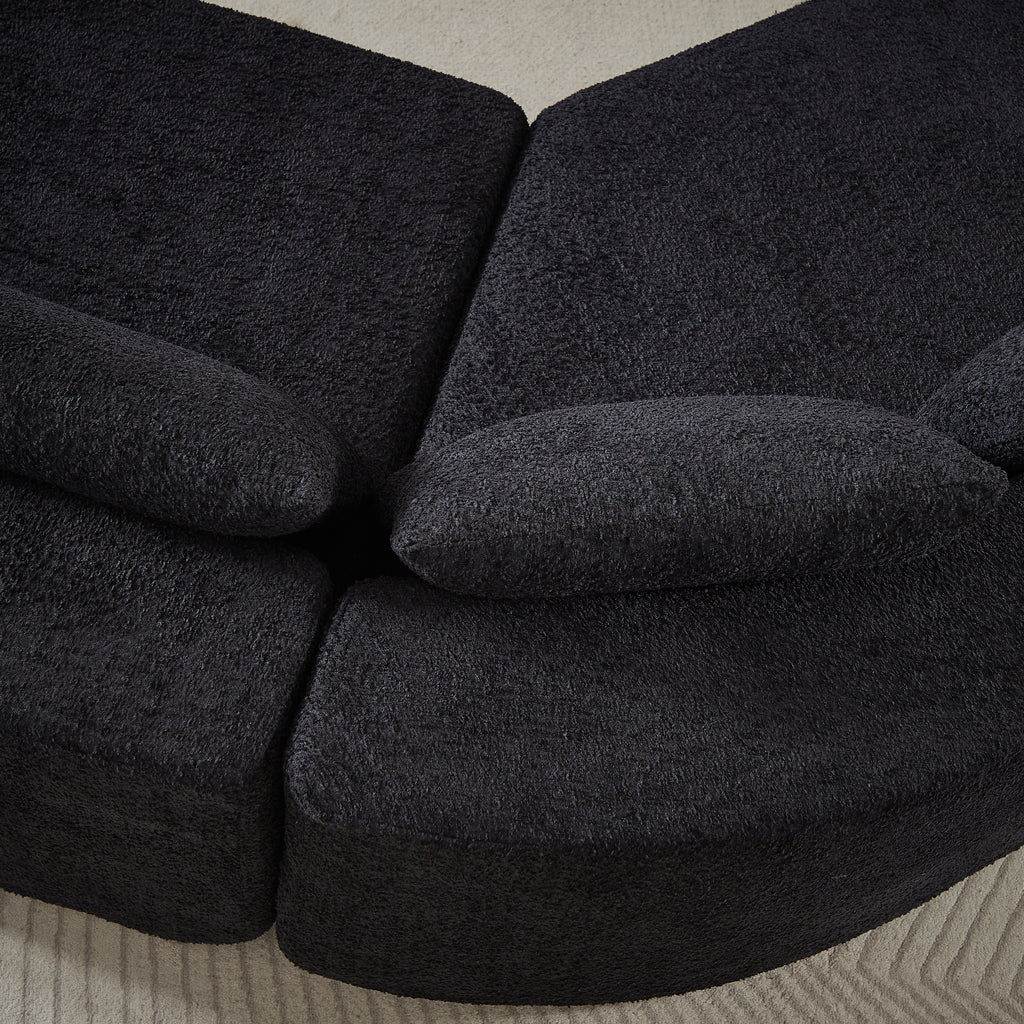 106.3-Inch V-Shaped Modular Sofa Set in Chenille Fabric