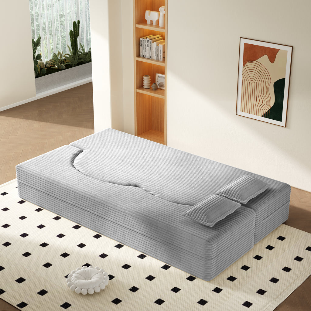 Modern Floor Sofa with Twin Size Folding Mattress
