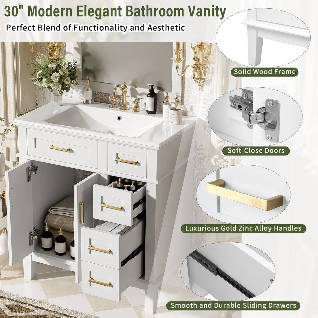 30" Bathroom Vanity with Ceramic Sink