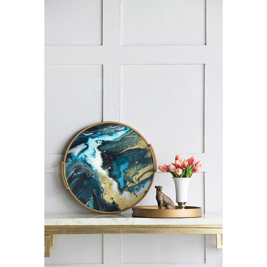20.9 x 20.1 x 3.1" Round Accent Mirrored Tray
