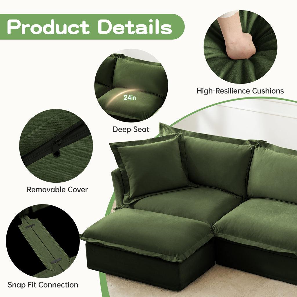 Modern Slipcovered 2-Seat Sofa Couches for Living Room