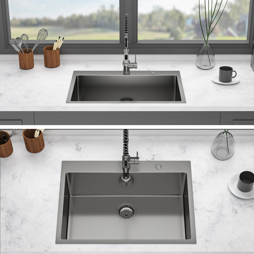 30 x 22 x 10 Inch Kitchen Sink Drop In Gunmetal