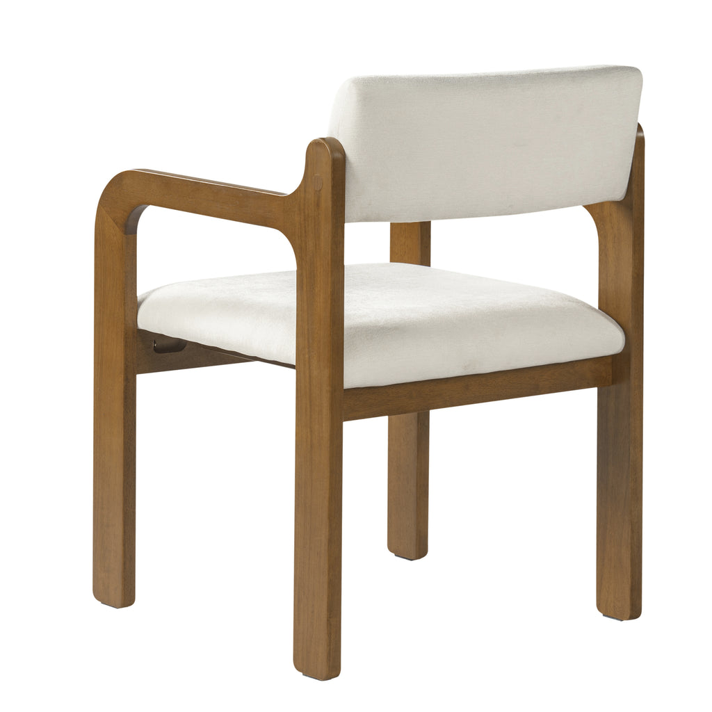 Modern Rubber Wood Dining Chairs, Upholstered Fabric Armchairs(Set of 2)