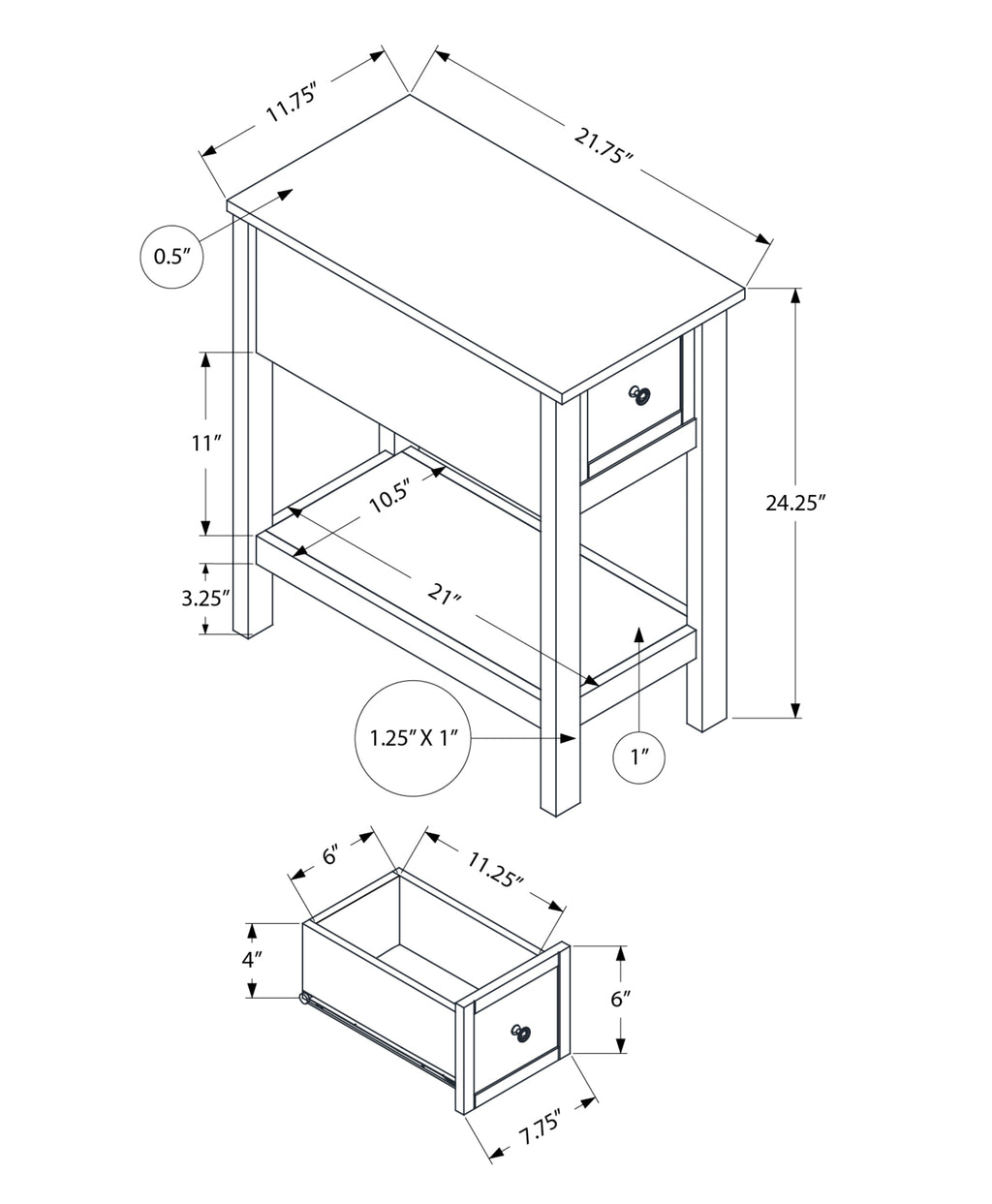 2 Tier Narrow Accent Table