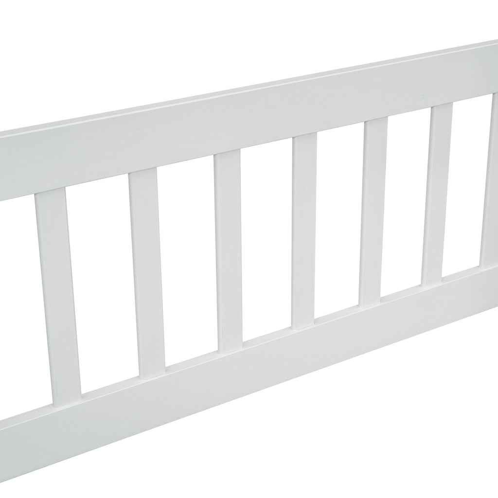 Full Wood House-Shaped Floor Bed with Fence, Guardrails