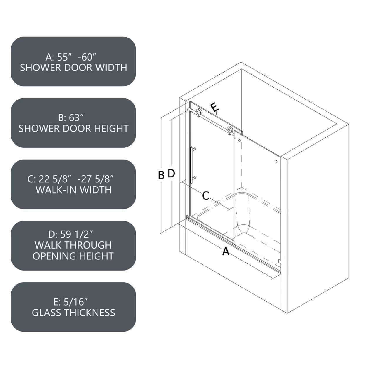 6063 Matte Shower Doors