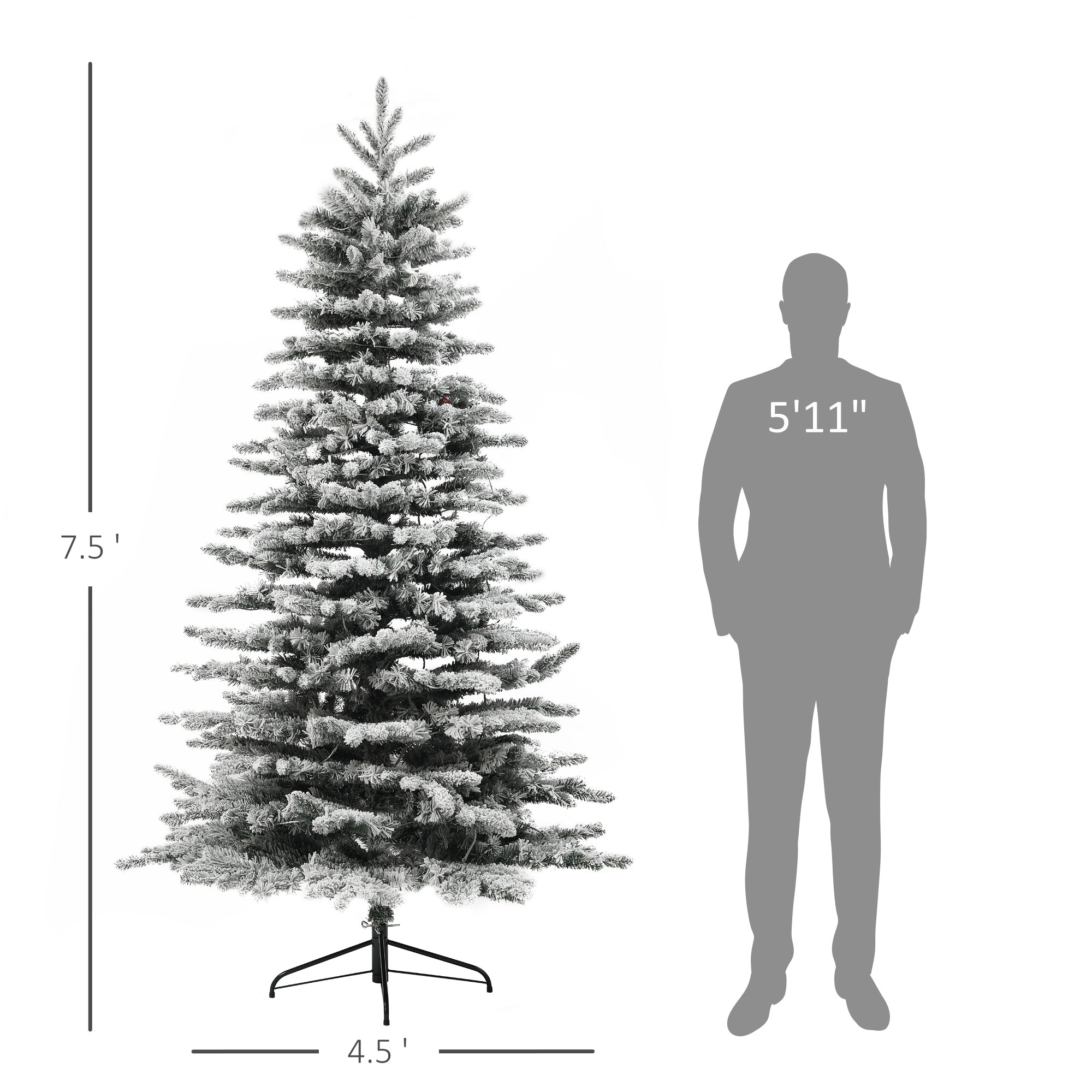 HOMCOM Pre-Lit Mountain Pine Artificial Christmas Tree
