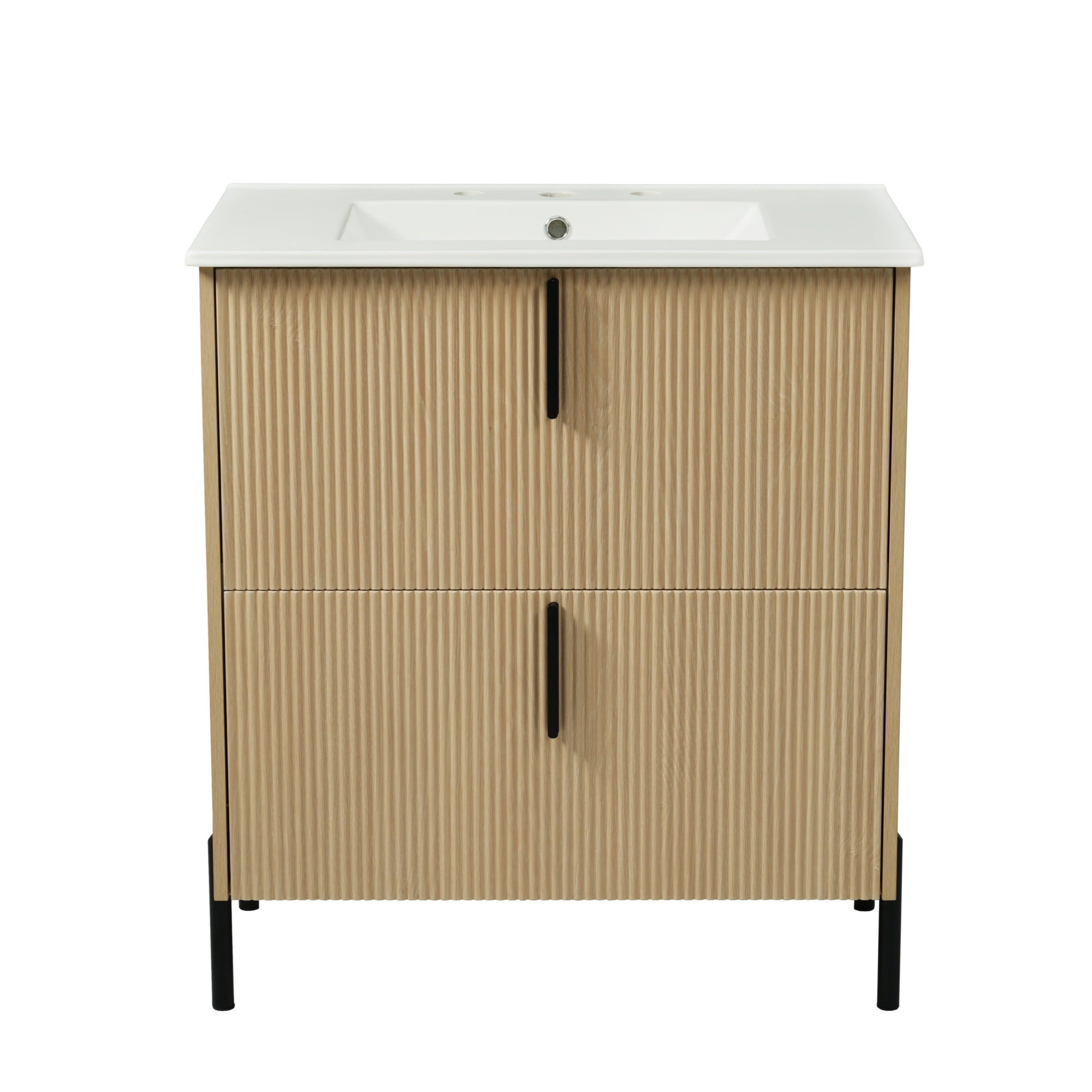 30" Bathroom Vanity with Ceramic Sink and Full-Extension Drawers