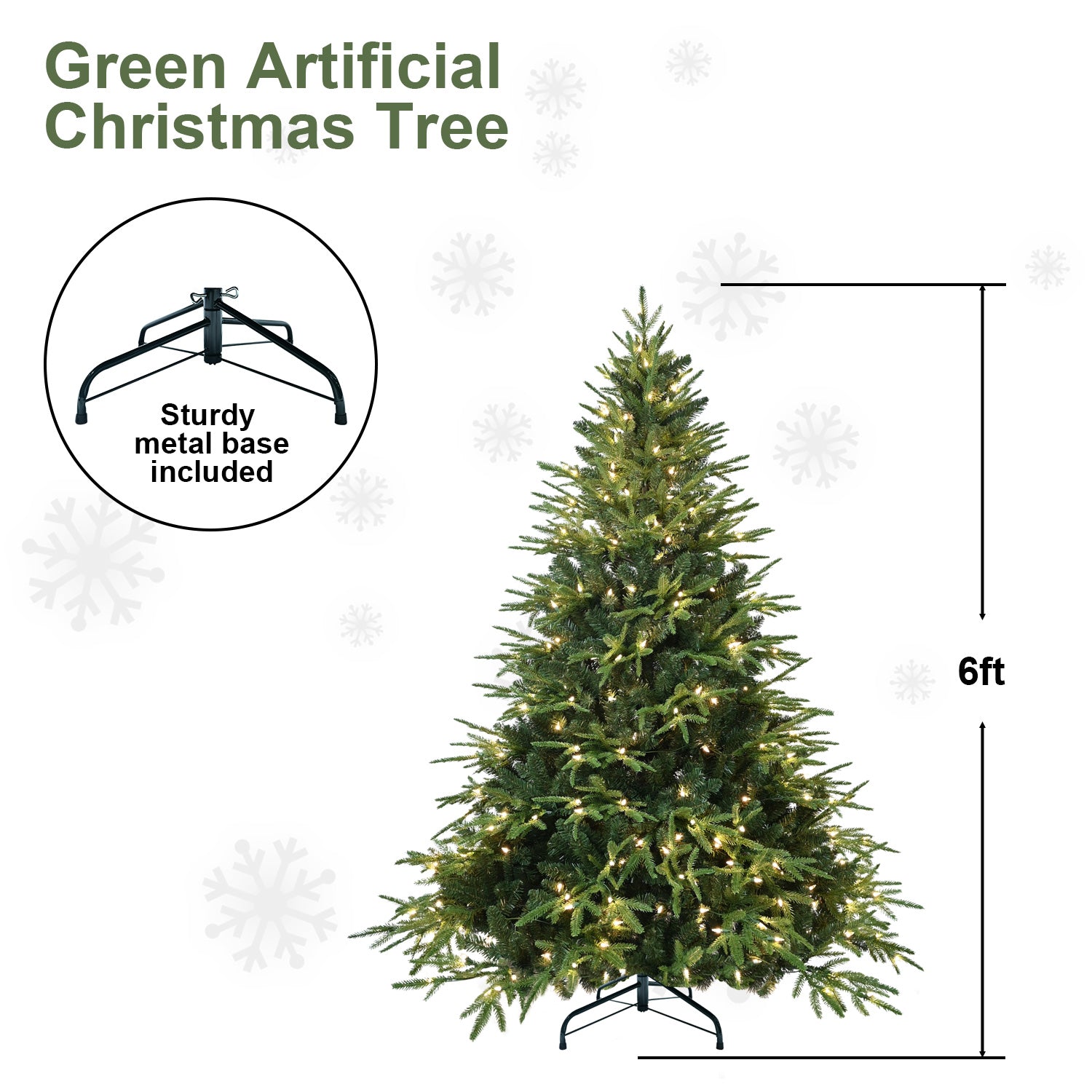 7.5ft Pre-Lit Artificial Christmas Tree with 650 Warm Lights