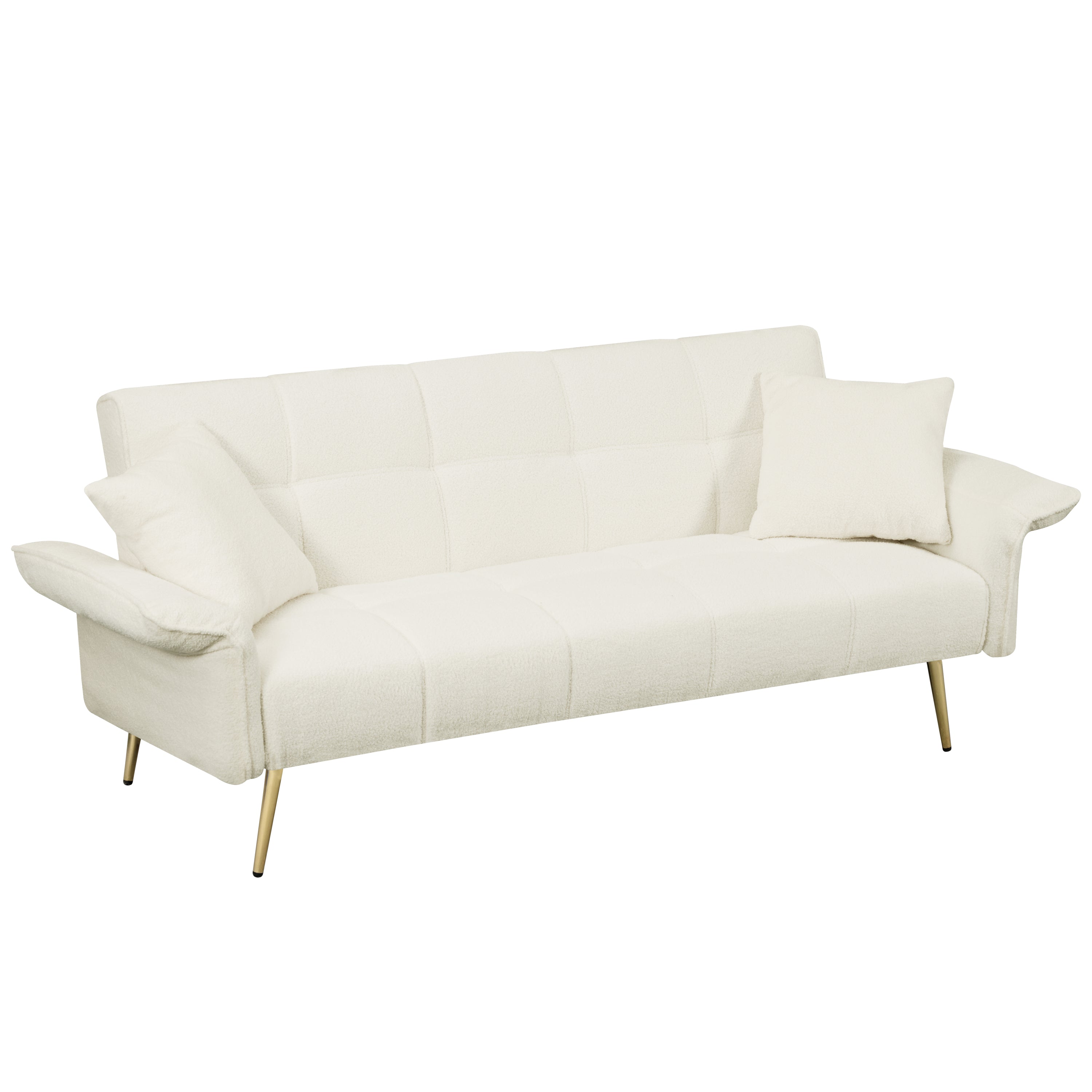 70.1" Futon Sofa Bed Convertible Double Sofa Bed with Folding Armrests
