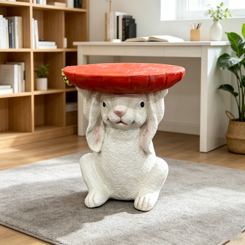 Resin Bunny Side Table with Carrot Top