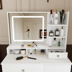 Fashion Vanity Desk with Mirror & 3-Color Dimmable LED Lights