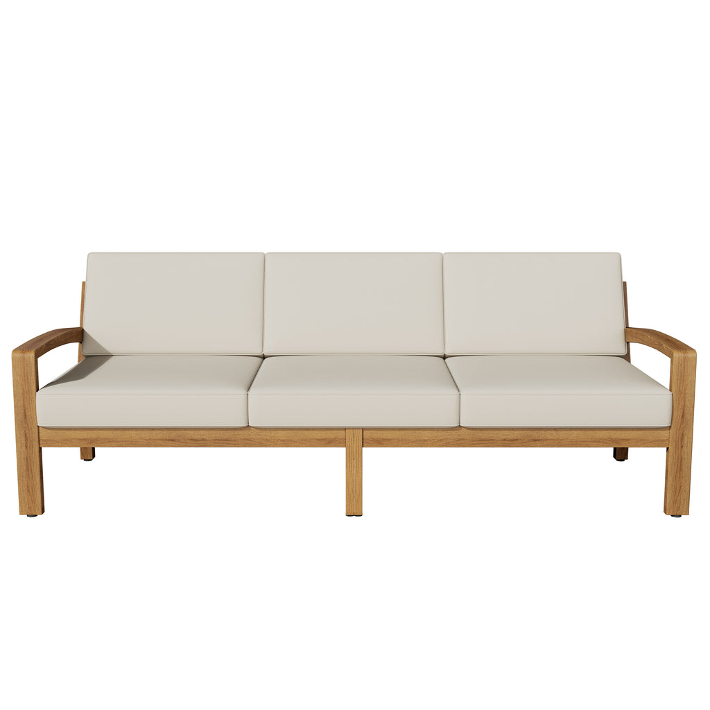 Outdoor L Shape 3-Piece Acacia Wood Patio Sofa Set
