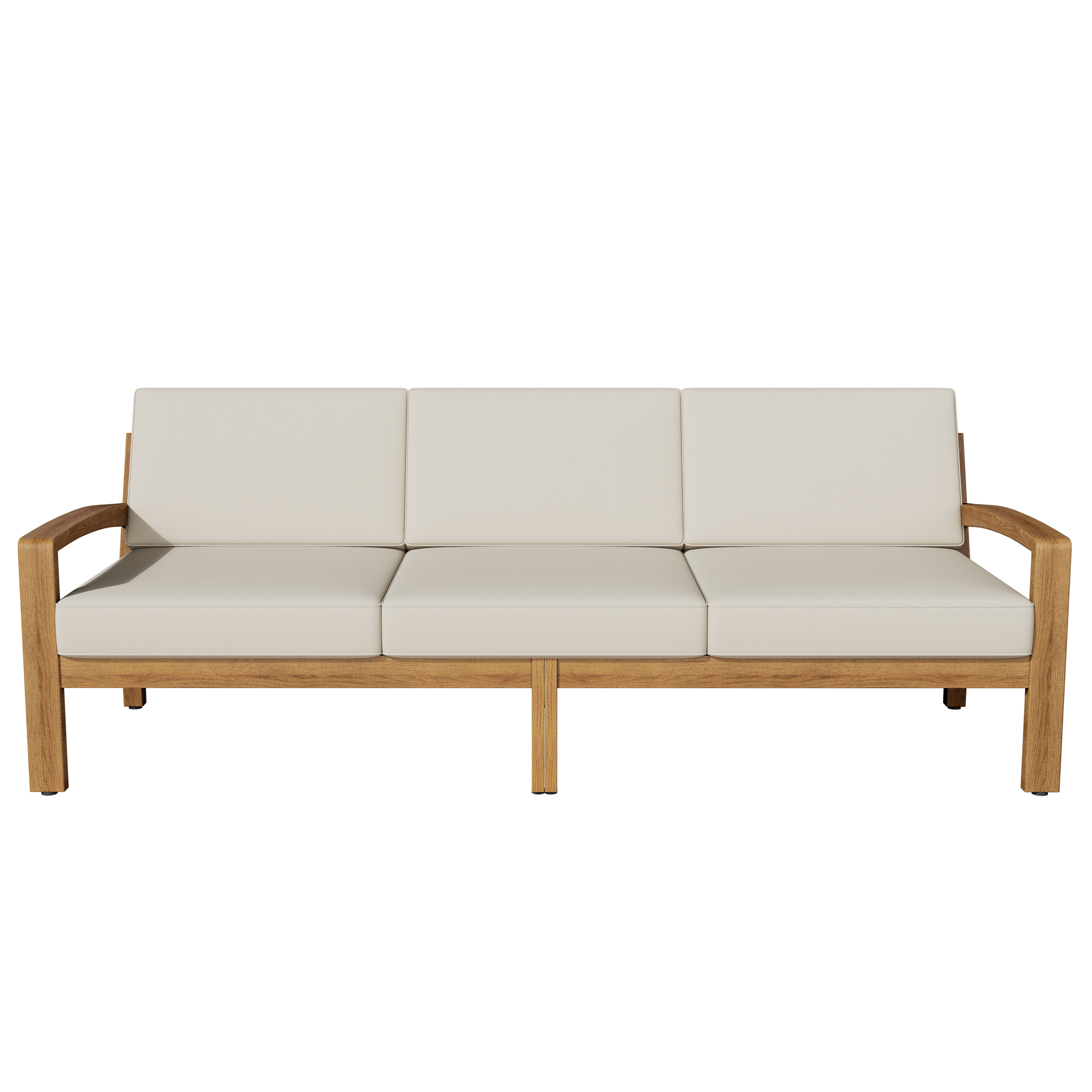 Outdoor L Shape 3-Piece Acacia Wood Patio Sofa Set