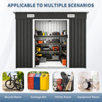 8x4ft Metal Shed, Sliding Door Galvanized Steel Shed