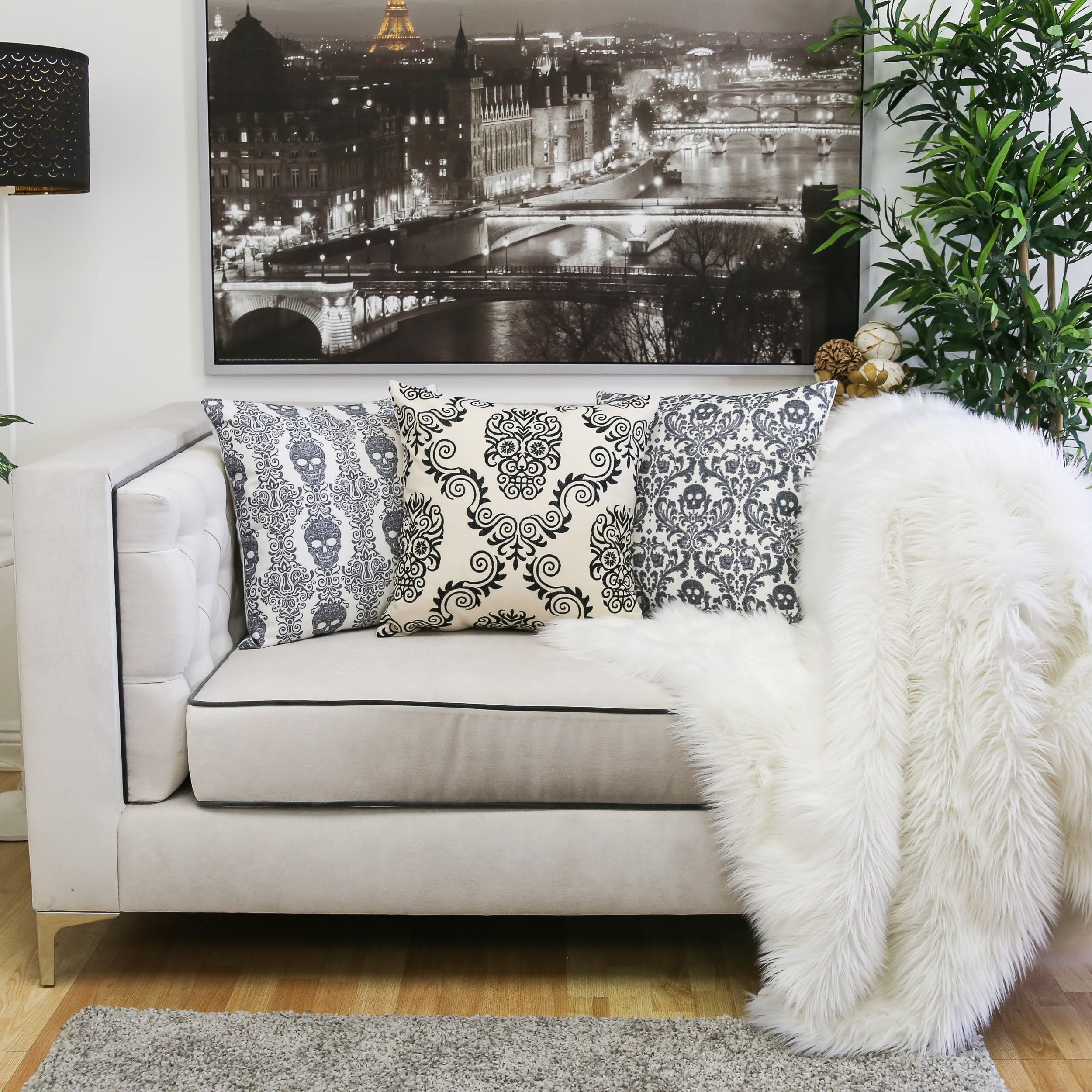 Baroque Skull Throw Pillow