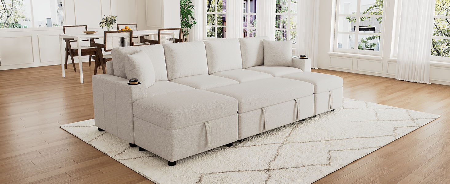 109.1" Sectional Sofa Convertible Pull-out Sofa Bed