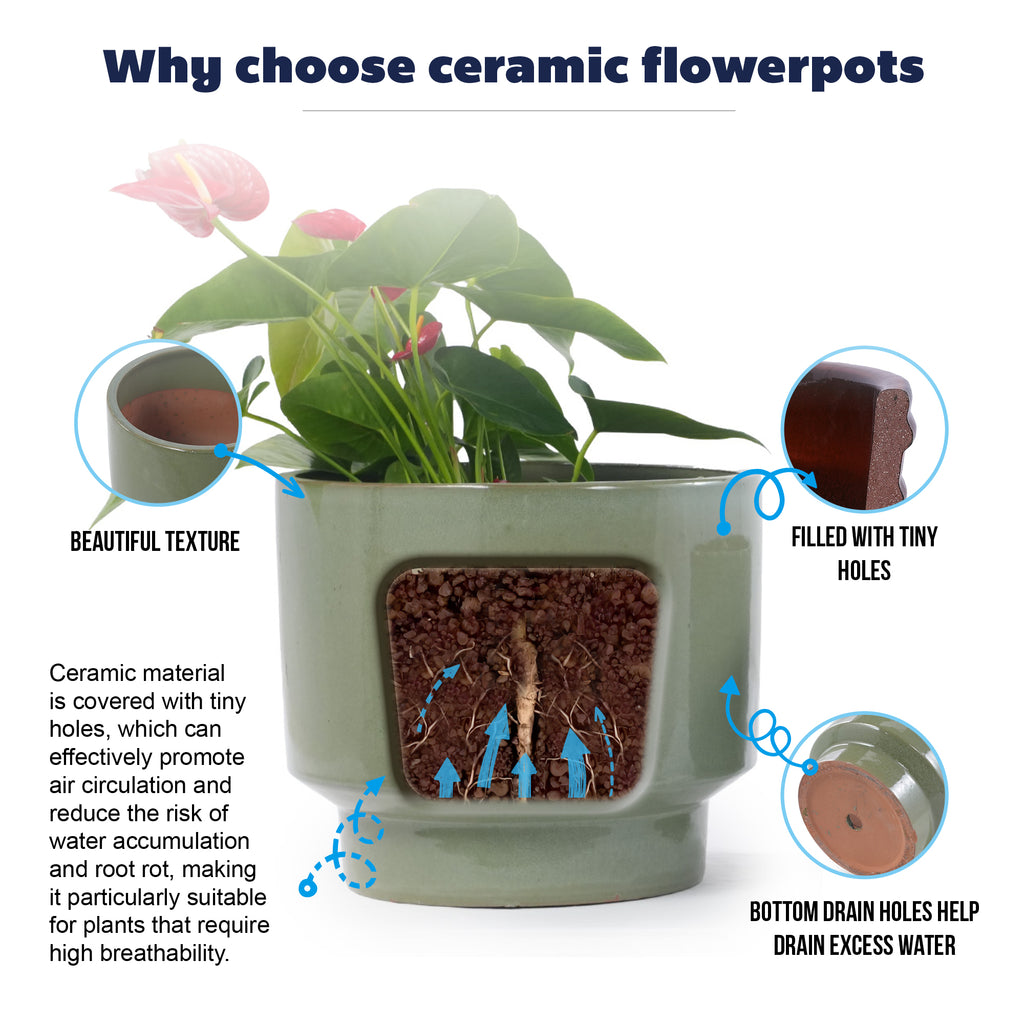 Handmade Solid Glaze Ceramic Planter Set of 3