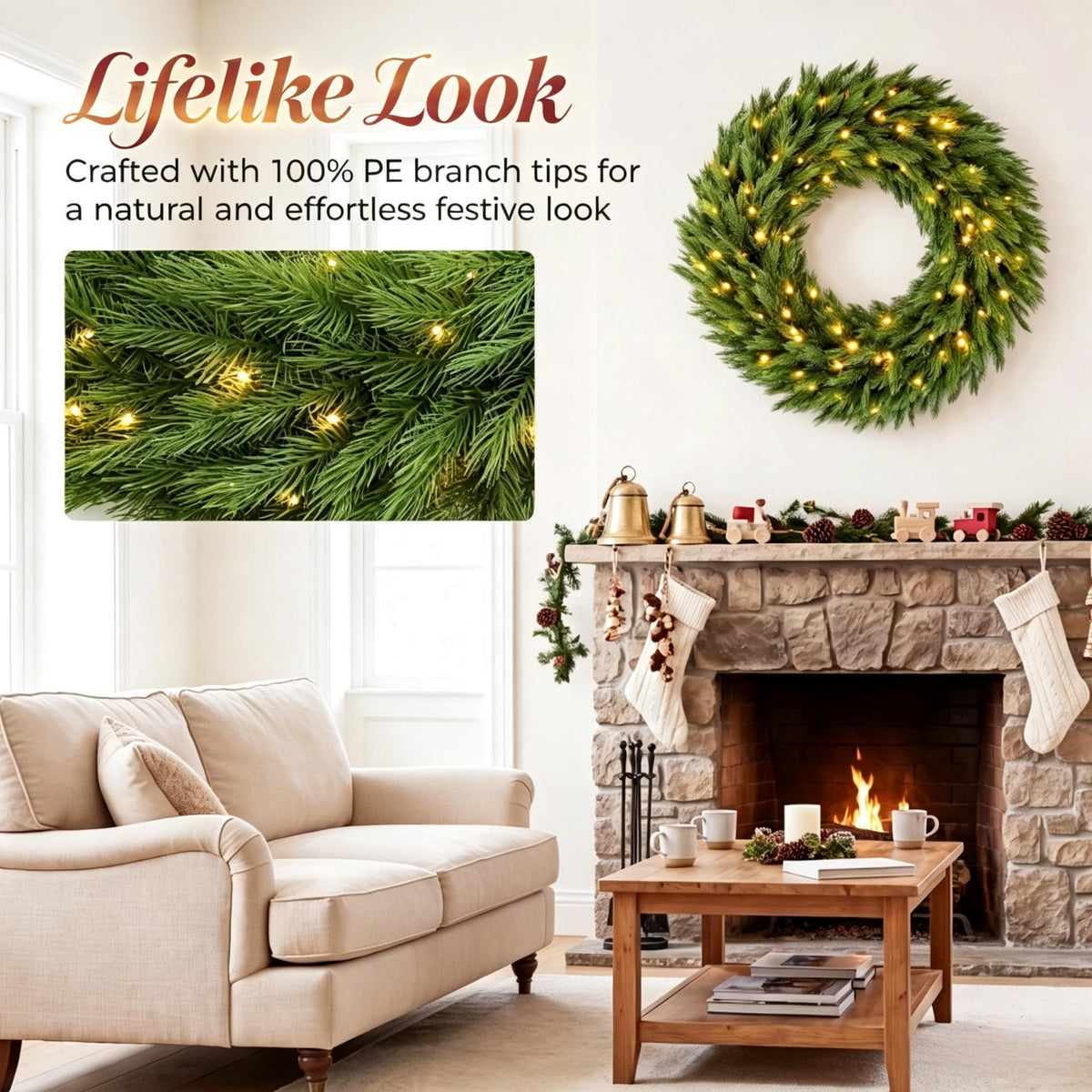 36 in Pre-Lit Norwegian Spruce Christmas Wreath