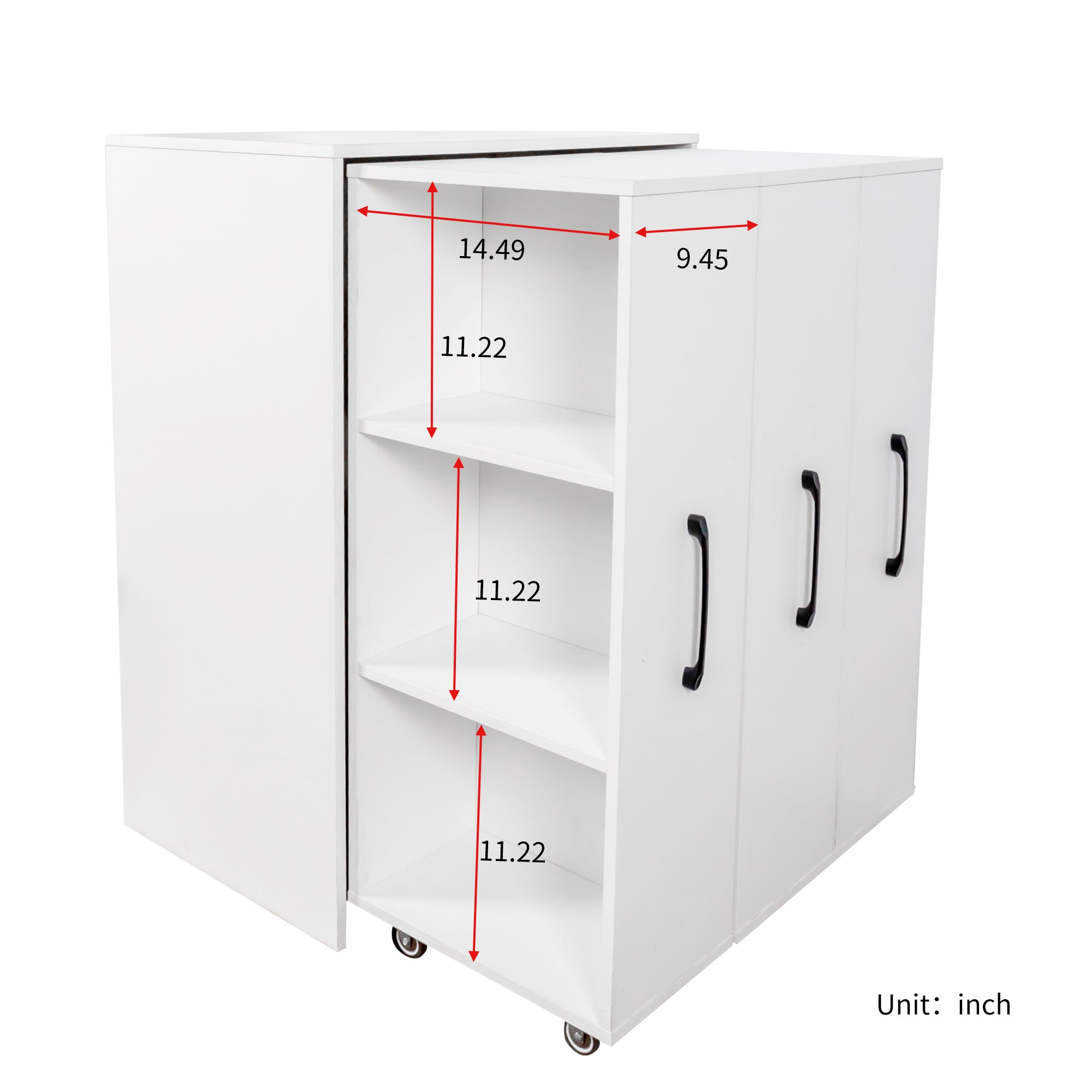 Bookcase with Three Pulled Out Doors