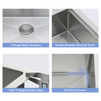 33" Drop-In Kitchen Sink with Pull-Out Faucet and Soap Dispenser