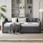 Twin Size Upholstered Daybed with Trundle and USB Charging Design