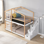 Twin Over Twin Bunk Bed House Bed With Roof Windows