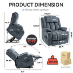 Up To 350 LBS Chenille Power Lift Recliner Chair