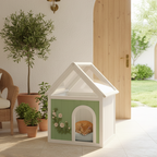 Sage FSC-Certified Cedar Indoor Cat House with Clear Acrylic Roof